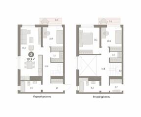 ЖК «Первый квартал», планировка 3-комнатной квартиры, 117.89 м²