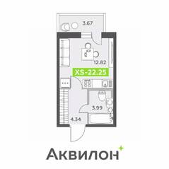 ЖК «Аквилон All in 3.0», планировка студии, 22.25 м²