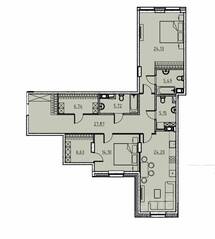 ЖК «Manhattan», планировка 2-комнатной квартиры, 119.70 м²