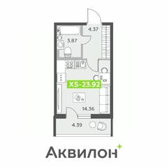 ЖК «Аквилон All in 3.0», планировка студии, 23.92 м²