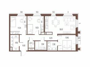 ЖК «Сампсониевский, 32», планировка 3-комнатной квартиры, 78.33 м²