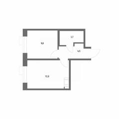 ЖК «Парусная 1», планировка 1-комнатной квартиры, 30.90 м²