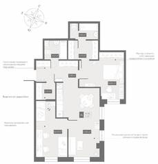 Апарт-отель «Zoom Черная речка», планировка 2-комнатной квартиры, 71.37 м²
