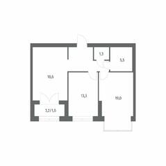 ЖК «Наука», планировка 2-комнатной квартиры, 66.75 м²