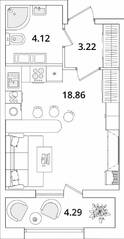 ЖК «БелАрт», планировка студии, 28.04 м²