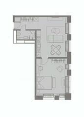 Апарт-комплекс «YE'S Primorsky», планировка 2-комнатной квартиры, 53.08 м²