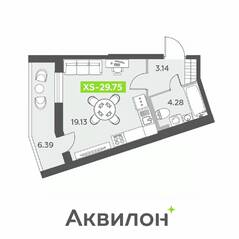 ЖК «Аквилон All in 3.0», планировка студии, 29.75 м²