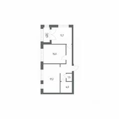 ЖК «Наука», планировка 2-комнатной квартиры, 62.93 м²