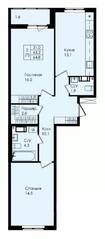 ЖК «Новая страница», планировка 2-комнатной квартиры, 64.80 м²