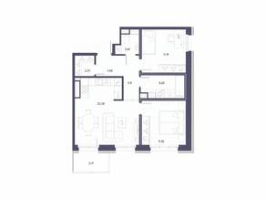 ЖК «Черная речка, 41», планировка 2-комнатной квартиры, 62.97 м²