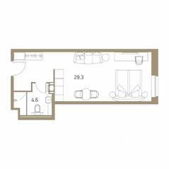 Апарт-комплекс «VIDI», планировка студии, 34.00 м²