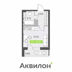 ЖК «Аквилон All in 3.0», планировка студии, 23.07 м²