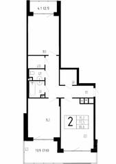 МЖК «Сказка», планировка 2-комнатной квартиры, 86.60 м²