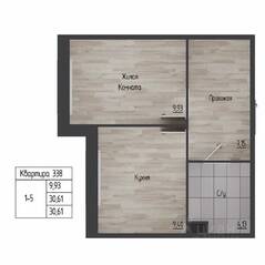ЖК «Sertolovo Park», планировка 1-комнатной квартиры, 30.61 м²