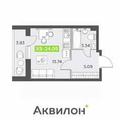 ЖК «Аквилон All in 3.0», планировка студии, 24.09 м²