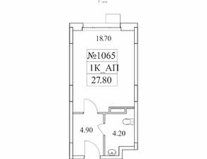 ЖК «Облака-2», планировка 1-комнатной квартиры, 27.80 м²