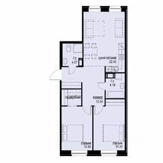 ЖК «iD Svetlanovskiy», планировка 2-комнатной квартиры, 73.40 м²