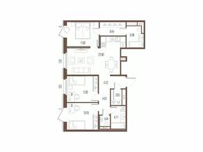 ЖК «Сампсониевский, 32», планировка 3-комнатной квартиры, 88.40 м²