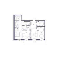 ЖК «Большой 67», планировка 2-комнатной квартиры, 84.33 м²