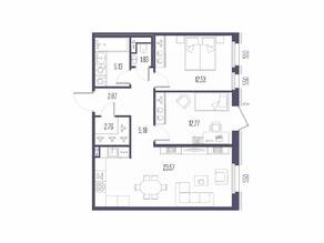 ЖК «Сампсониевский, 32», планировка 2-комнатной квартиры, 66.64 м²