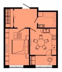 ЖК «Pixel», планировка 1-комнатной квартиры, 39.60 м²