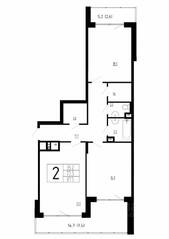 МЖК «Сказка», планировка 2-комнатной квартиры, 87.50 м²