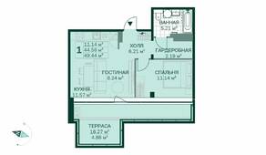 ЖК «Magnifika», планировка 1-комнатной квартиры, 48.90 м²