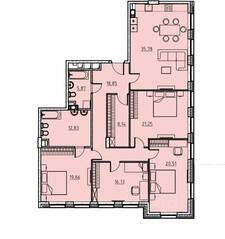 ЖК «Manhattan», планировка 4-комнатной квартиры, 156.80 м²
