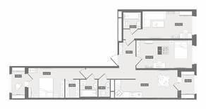 ЖК UP-квартал «Воронцовский», планировка 3-комнатной квартиры, 83.39 м²