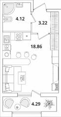 ЖК «БелАрт», планировка студии, 28.35 м²