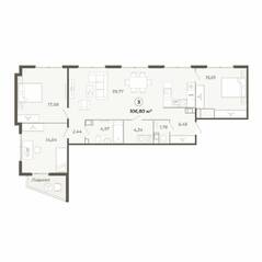 ЖК «Наследие», планировка 3-комнатной квартиры, 107.70 м²
