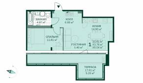 ЖК «Magnifika», планировка 1-комнатной квартиры, 48.70 м²