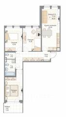 ЖК «Квадрия», планировка 3-комнатной квартиры, 80.20 м²