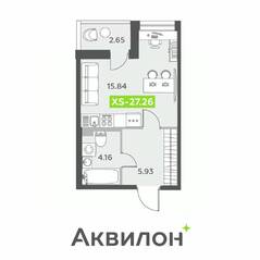 ЖК «Аквилон All in 3.0», планировка студии, 27.26 м²