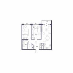 ЖК «Большой 67», планировка 2-комнатной квартиры, 63.71 м²