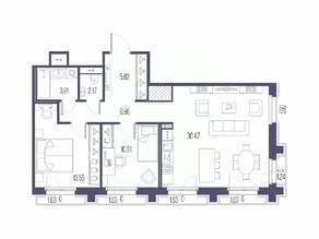 ЖК «Сампсониевский, 32», планировка 2-комнатной квартиры, 73.39 м²