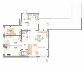 ЖК «Квадрия», планировка 3-комнатной квартиры, 139.13 м²