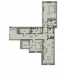 ЖК «Manhattan», планировка 2-комнатной квартиры, 117.60 м²