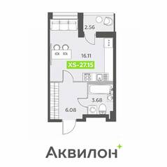 ЖК «Аквилон All in 3.0», планировка студии, 27.15 м²