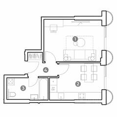 МФК «Nametkin Tower», планировка 1-комнатной квартиры, 36.30 м²