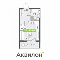ЖК «Аквилон All in 3.0», планировка студии, 23.99 м²