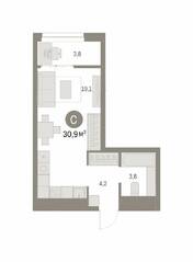 ЖК «Первый квартал», планировка студии, 30.94 м²