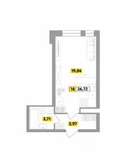 ЖК «Радость», планировка студии, 26.96 м²