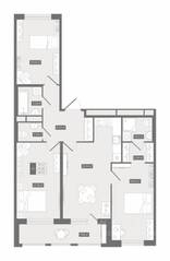 ЖК UP-квартал «Воронцовский», планировка 3-комнатной квартиры, 86.03 м²