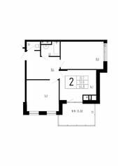 МЖК «Сказка», планировка 2-комнатной квартиры, 64.80 м²