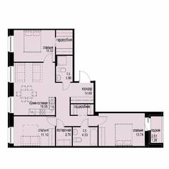ЖК «iD Svetlanovskiy», планировка 3-комнатной квартиры, 86.78 м²