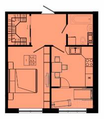 ЖК «Pixel», планировка 1-комнатной квартиры, 40.39 м²