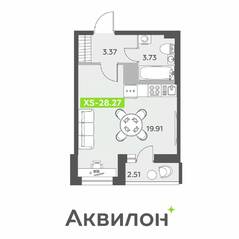 ЖК «Аквилон All in 3.0», планировка студии, 28.27 м²