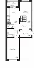 ЖК «Сибирь», планировка 2-комнатной квартиры, 70.10 м²