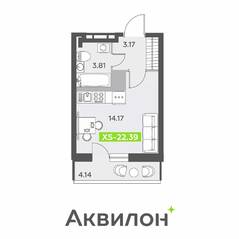 ЖК «Аквилон All in 3.0», планировка студии, 22.39 м²